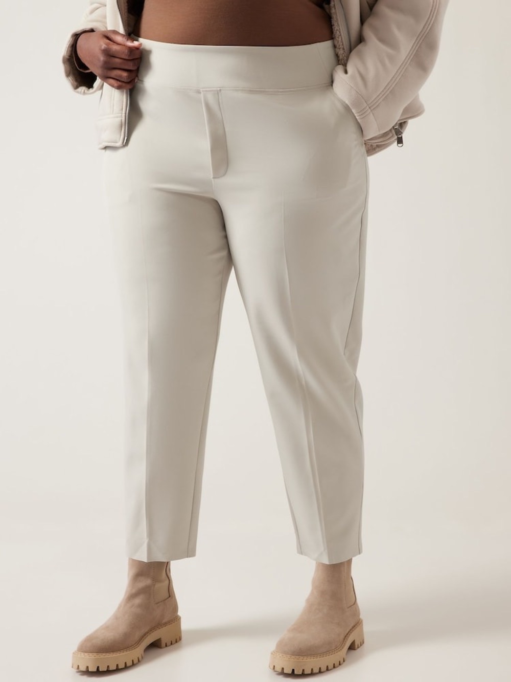 Athleta Endless High Rise Tapered Trouser Pants Cream Size 16